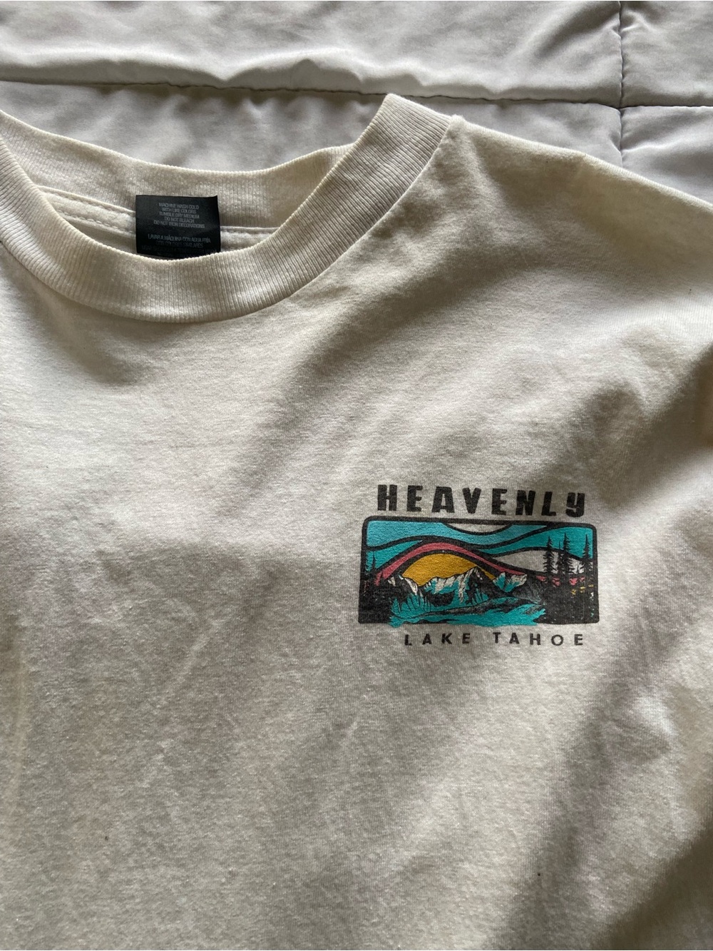 Heavenly Lake Tahoe White Graphic Long Sleeve Tee
